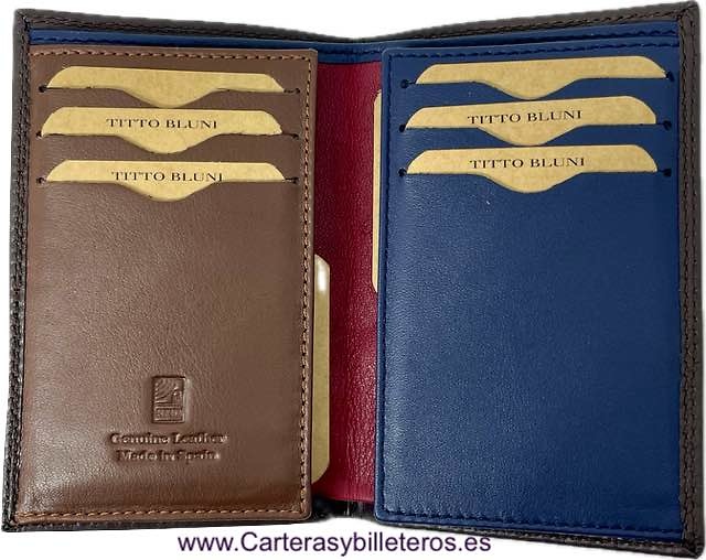 CARTERA TARJETERO DE HOMBRE CASUAL TITTO BLUNI DE PIEL LUXURY 16 TARJETAS 