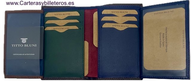 CARTERA TARJETERO DE HOMBRE CASUAL TITTO BLUNI DE PIEL LUXURY 16 TARJETAS 