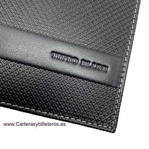 CARTERA TARJETERO HOMBRE TITTO BLUNI DE PIEL LUXURY GRAPHITEC 16 TARJETAS 