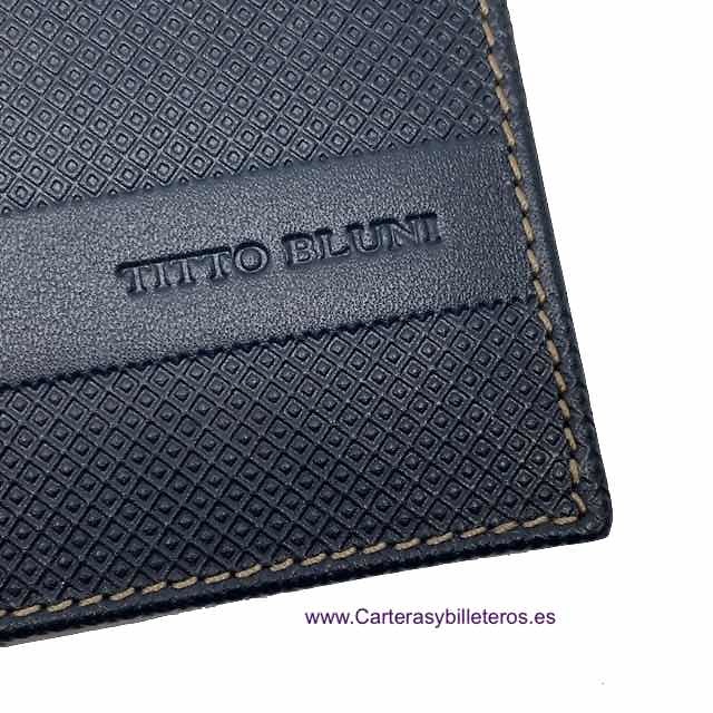 CARTERA TARJETERO HOMBRE TITTO BLUNI DE PIEL LUXURY GRAPHITEC 16 TARJETAS 