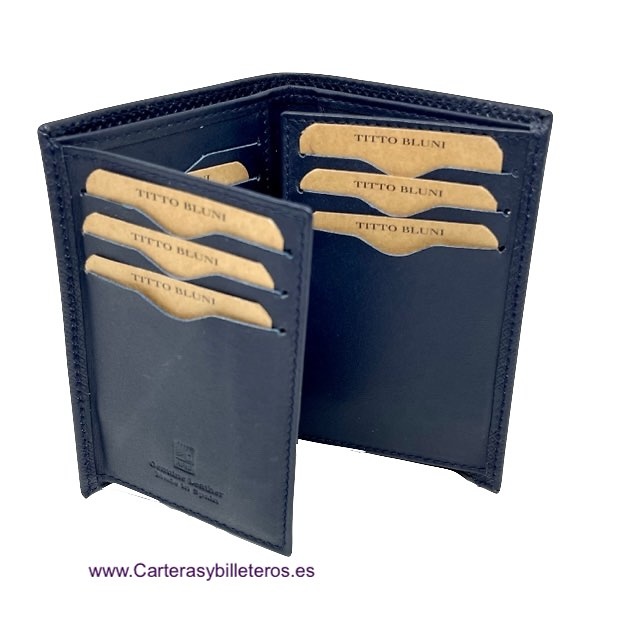 CARTERA TARJETERO HOMBRE TITTO BLUNI DE PIEL LUXURY GRAPHITEC 16 TARJETAS 