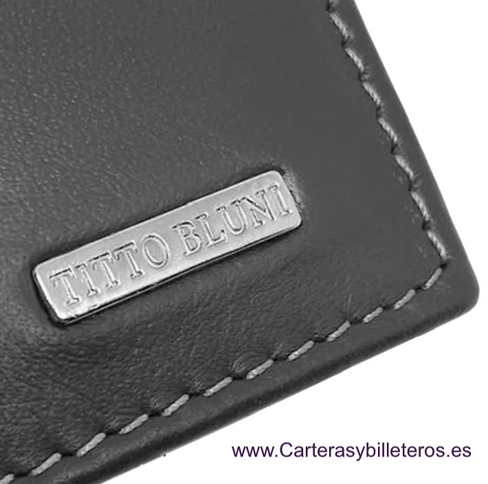 CARTERA TARJETERO HOMBRE TITTO BLUNI ELEGANT DE PIEL LUXURY 16 TARJETAS NEGRO 