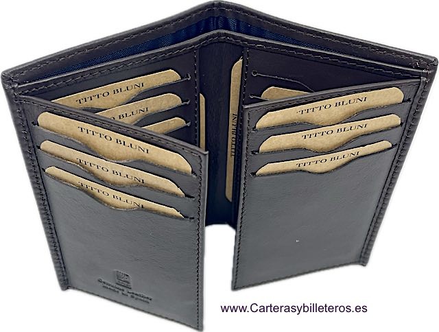 CARTERA TARJETERO HOMBRE TITTO BLUNI ELEGANT DE PIEL LUXURY 16 TARJETAS 