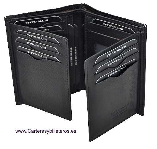 CARTERA TARJETERO HOMBRE TITTO BLUNI PIEL LUXURY 16 TARJETAS GRAPHITEC 