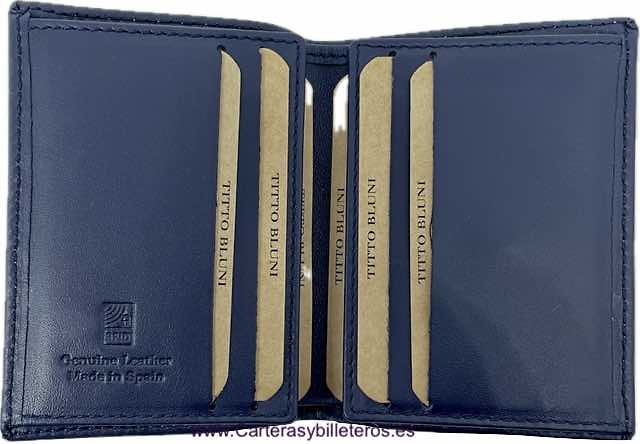 CARTERA TARJETERO PEQUEÑA HOMBRE TITTO BLUNI ELEGANT DE PIEL LUXURY 12 TARJETAS 