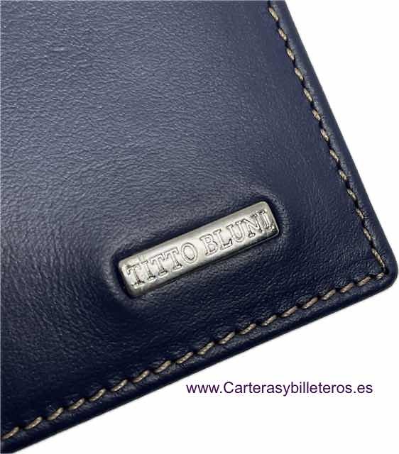 CARTERA TARJETERO PEQUEÑA HOMBRE TITTO BLUNI ELEGANT DE PIEL LUXURY 12 TARJETAS 