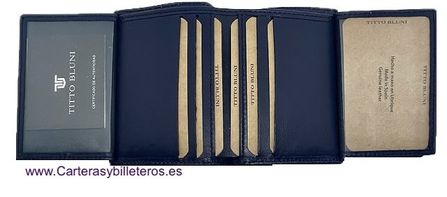 CARTERA TARJETERO PEQUEÑA HOMBRE TITTO BLUNI ELEGANT DE PIEL LUXURY 12 TARJETAS 