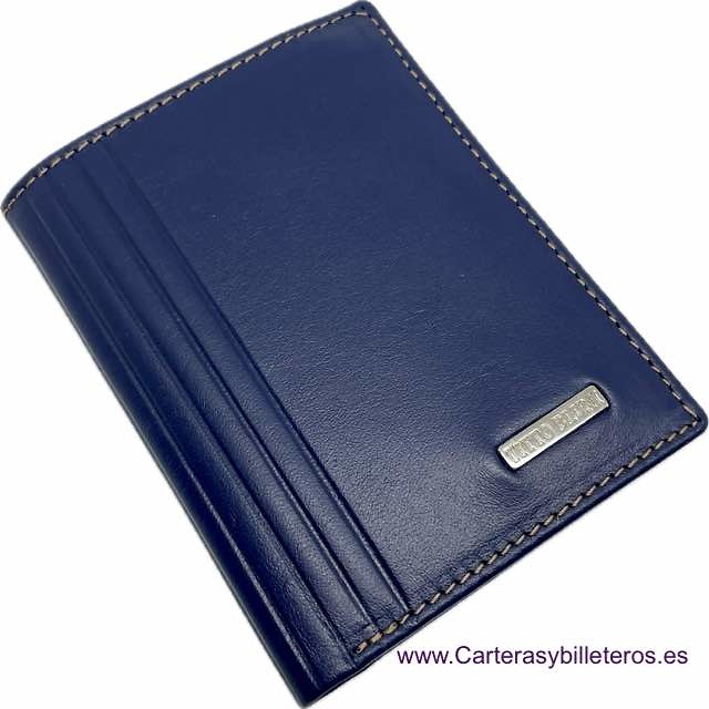 CARTERA TARJETERO PEQUEÑA HOMBRE TITTO BLUNI ELEGANT DE PIEL LUXURY 12 TARJETAS 