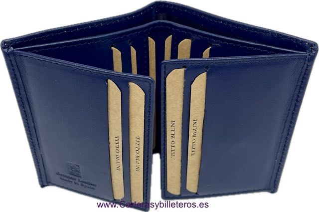 CARTERA TARJETERO PEQUEÑA HOMBRE TITTO BLUNI ELEGANT DE PIEL LUXURY 12 TARJETAS 