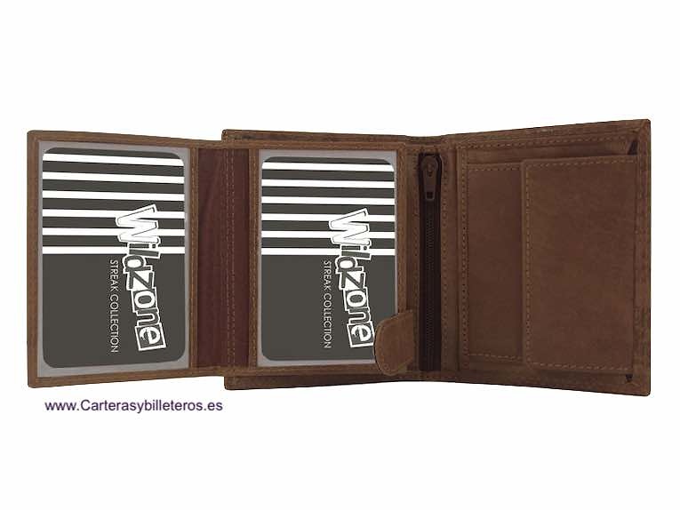 CARTERAS BILLETERO MONEDERO DE HOMBRE DE CUERO PARA 10 TARJETAS 