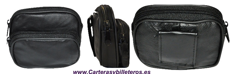 FUNDA DOBLE BOLSILLO DE PIEL PARA CINTURA 