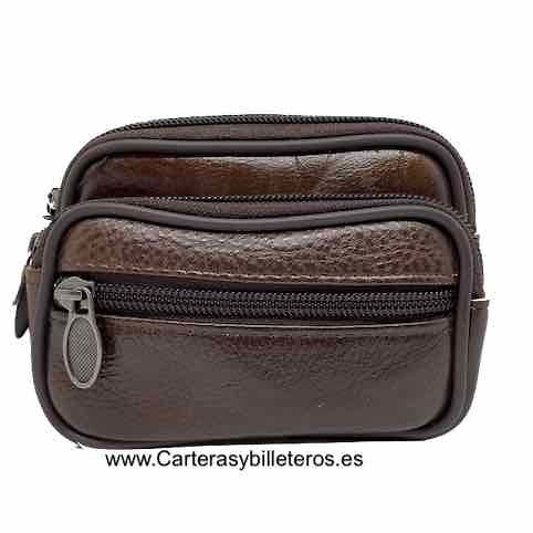 FUNDA DOBLE BOLSILLO DE PIEL PARA CINTURA 