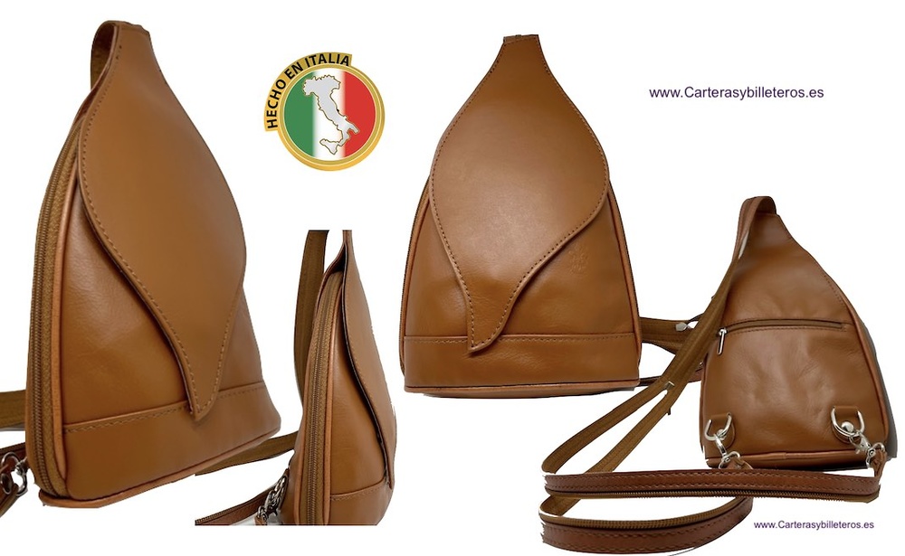 MOCHILA BOLSO DE MUJER DE PIEL FLORENTINA ITALIANA + COLORES 