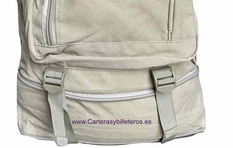 MOCHILA DE LONA EXTRAFUERTE CON 7 BOLSILLOS Y FONDO EXTENSIBLE SPORT 