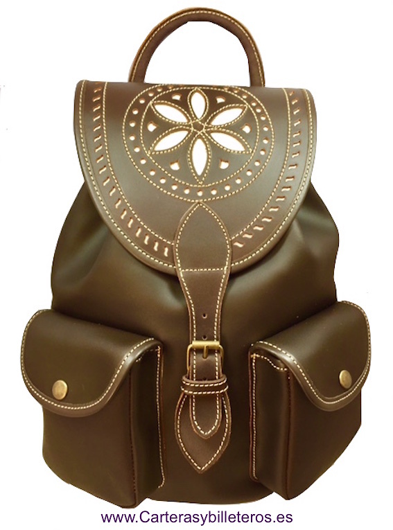 Mochila piel mujer marron online