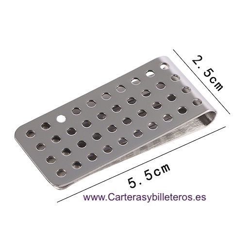 PINZA BILLETERO DE METAL CLICK CON DOBLE DIBUJO TRAMADO ANTIDESLIZAMIENTO 