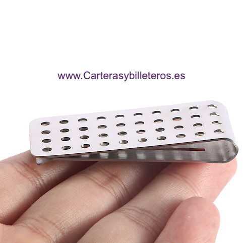 PINZA BILLETERO DE METAL CLICK CON DOBLE DIBUJO TRAMADO ANTIDESLIZAMIENTO 