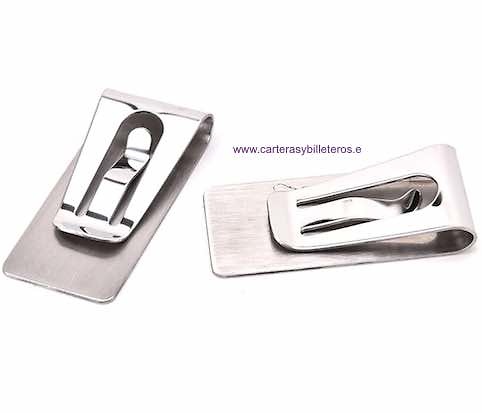 PINZA BILLETERO DE METAL CON DOBLE CLIP Y TROQUELADO ANTIDESLIZAMIENTO 