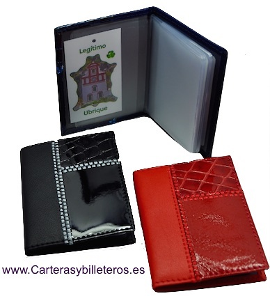 TARJETERO DE PIEL NAPA CON CHAROL Y COCO 14 TARJETAS 