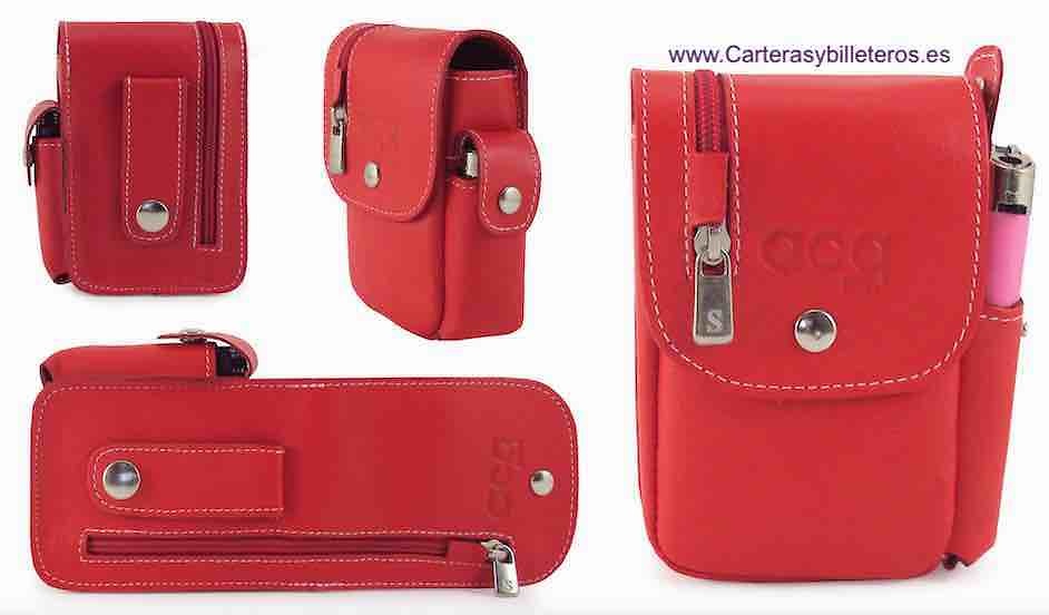 BOX CASE CIGARETTE EN CUIR AVEC PORTEFEUILLE ET PORTE BRIQUET - 7 couleurs - 