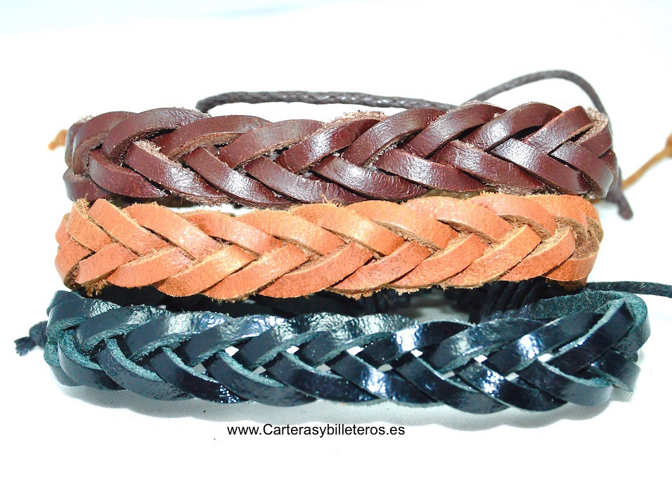 BRACELETS EN CUIR TRESSÉ AJUSTABLE 