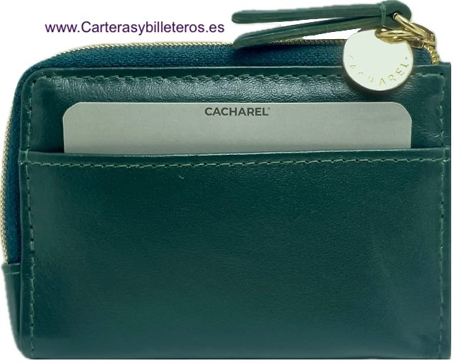 CACHAREL PORTE-CARTES DE LUXE EN CUIR DORÉ POUR FEMMES -2 COULEURS- 