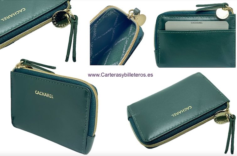 CACHAREL PORTE-CARTES DE LUXE EN CUIR DORÉ POUR FEMMES -2 COULEURS- 