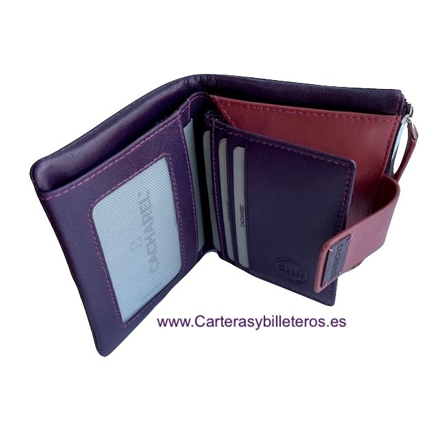 CACHAREL PORTEFEUILLE FEMME AVEC PORTE-CARTES AMOVIBLE 10 CARTES - 2 PIÈCES - 