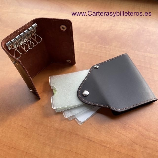 CUBILO MARQUE UBRIQUE PORTE-CARTES ET PORTE-CLÉS POUR HOMME EN CUIR DEUX PIÈCES 