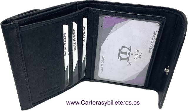 DOUBLE PORTE-MONNAIE EN CUIR AVEC PORTEFEUILLE PORTE-CARTES AVEC FERMETURE TOURNANTE 