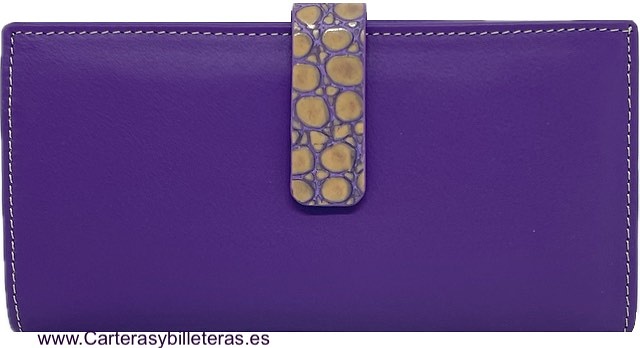 GRAND PORTEFEUILLE EN CUIR POUR FEMMES UBRIQUE DEEP PURPLE OU PURPLE 