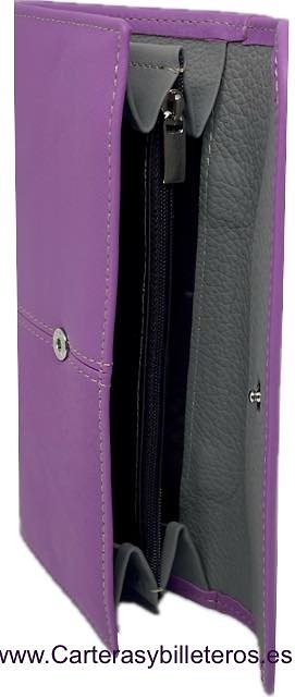 GRAND PORTEFEUILLE EN CUIR POUR FEMMES UBRIQUE DEEP PURPLE OU PURPLE 