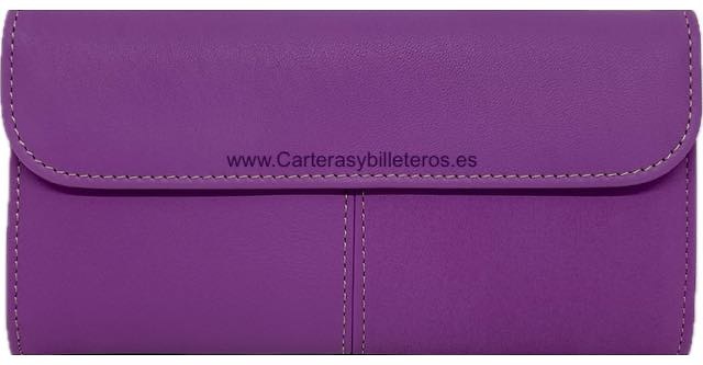 GRAND PORTEFEUILLE EN CUIR POUR FEMMES UBRIQUE DEEP PURPLE OU PURPLE 