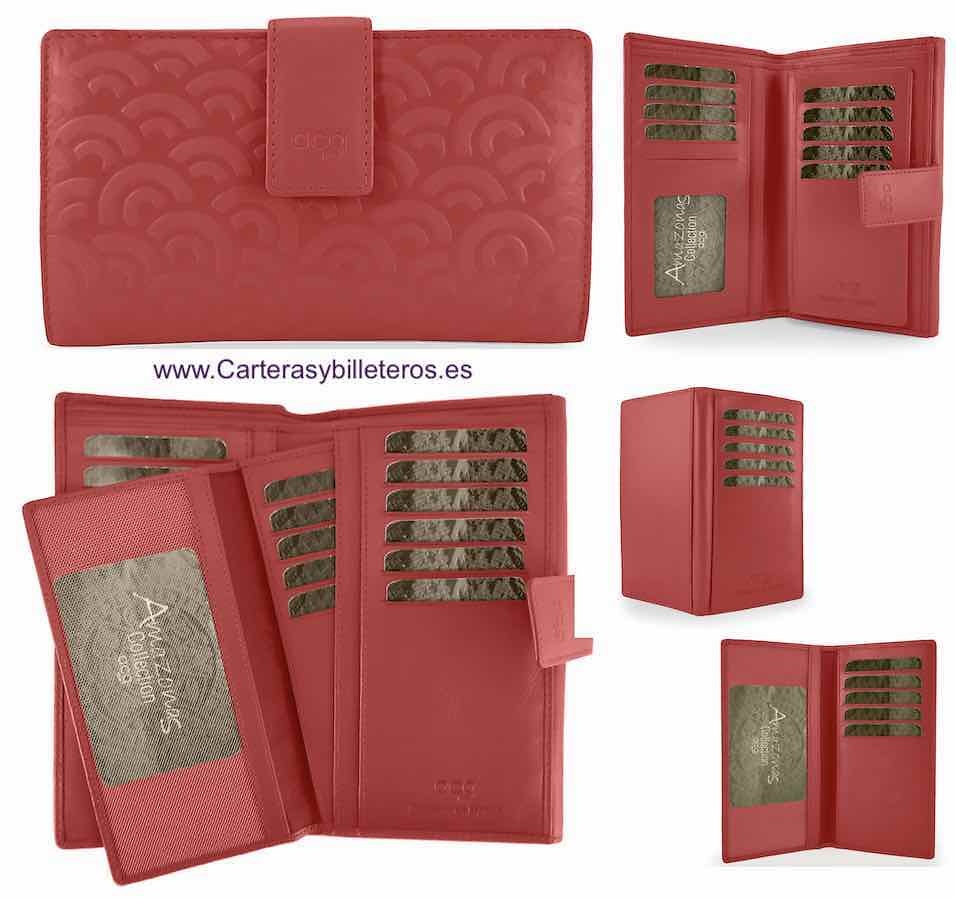 GRAND PORTEFEUILLE EN CUIR FEMME AVEC PORTE-CARTES MULTI AMOVIBLE 