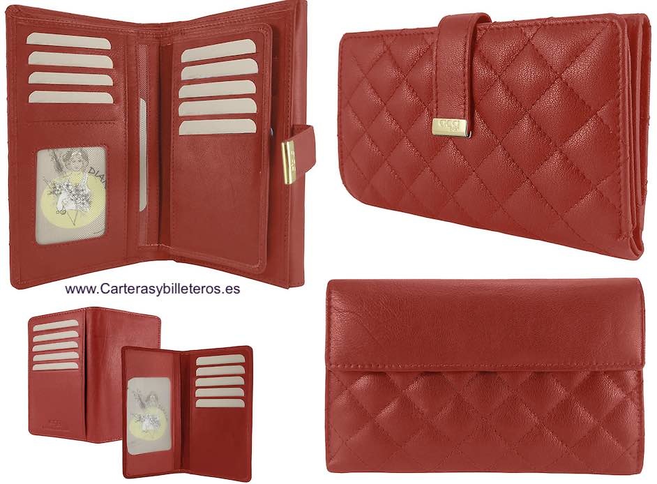 GRAND PORTEFEUILLE POUR FEMMES EN CUIR NAPPA AVEC PORTE-MONNAIE ET GRAND PORTE-CARTES POUR 23 CARTES 