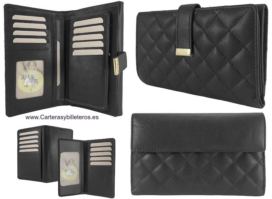 GRAND PORTEFEUILLE POUR FEMMES EN CUIR NAPPA AVEC PORTE-MONNAIE ET GRAND PORTE-CARTES POUR 23 CARTES 