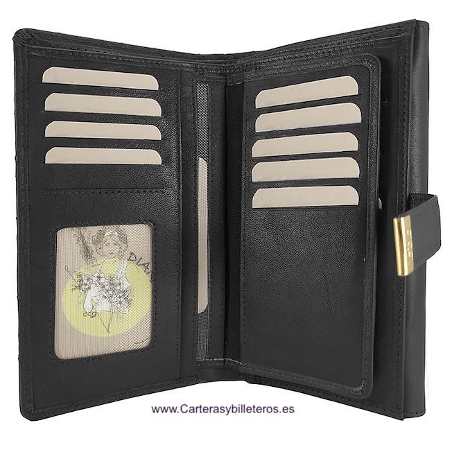 GRAND PORTEFEUILLE POUR FEMMES EN CUIR NAPPA AVEC PORTE-MONNAIE ET GRAND PORTE-CARTES POUR 23 CARTES 