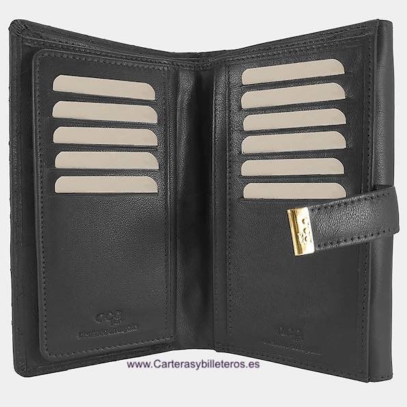 GRAND PORTEFEUILLE POUR FEMMES EN CUIR NAPPA AVEC PORTE-MONNAIE ET GRAND PORTE-CARTES POUR 23 CARTES 