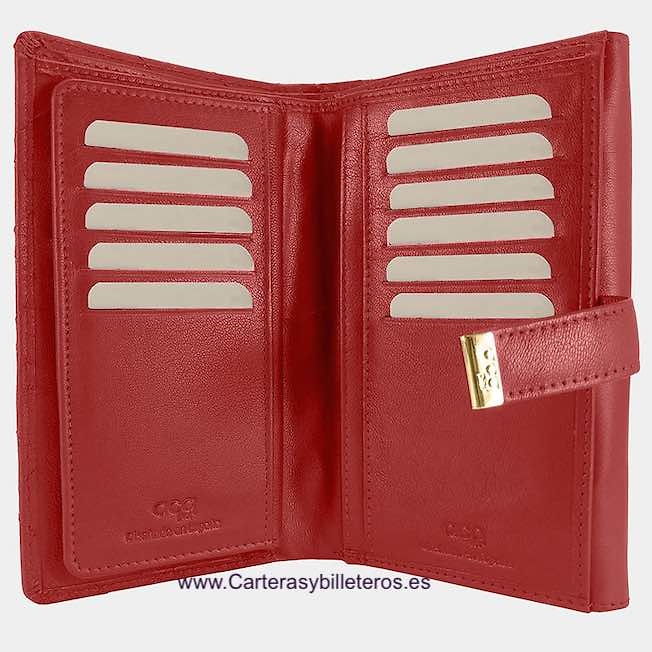 GRAND PORTEFEUILLE POUR FEMMES EN CUIR NAPPA AVEC PORTE-MONNAIE ET GRAND PORTE-CARTES POUR 23 CARTES 