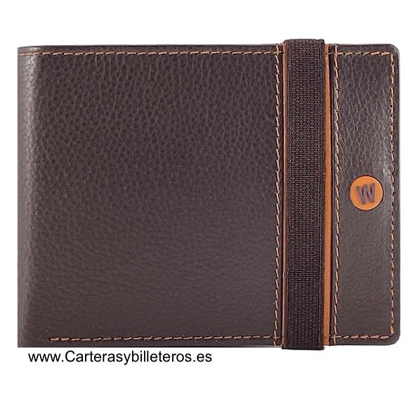 LEATHER MEN'S CASE AVEC FERMETURE ÉLASTIQUE ET PORTEFEUILLE - 2 COULEURS- 