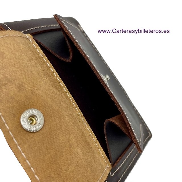 OFFRE SET: DEUX PETIT PORTEFEUILLE EN CUIR AVEC PORTE-MONNAIE EXTÉRIEUR + PORTE-CLÉS 