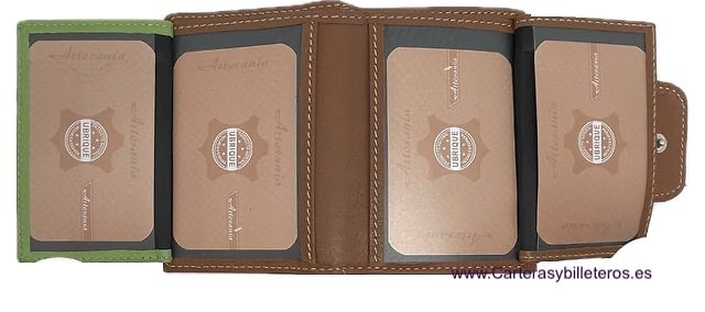 PETIT PORTEFEUILLE EN CUIR TRÈS COMPLET POUR FEMME AVEC PORTE-MONNAIE 