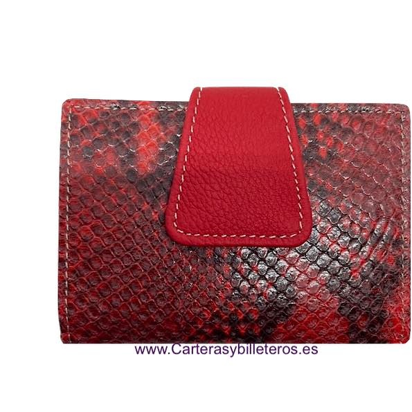 CARTERA MUJER PEQUEÑA DE PIEL UBRIQUE SERPIENTE TERMINACIÓN DE GRAN CALIDAD MUCHOS COLORES SERPIENTE ROJO TODO MENOS CORREA 