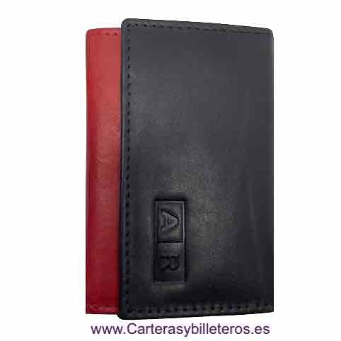 MONEDERO BILLETERO PEQUEÑO DE CABALLERO. - 7 COLORES- NEGRO-ROJO 