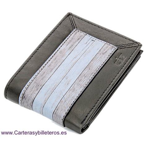 PETIT PORTEFEUILLE POUR HOMME AVEC PORTE-MONNAIE ET DÉCORATION EN JASPE 