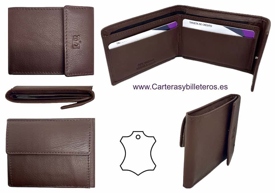 PETIT PORTEFEUILLE POUR HOMME AVEC PORTE-MONNAIE EXTERNE EN CUIR 