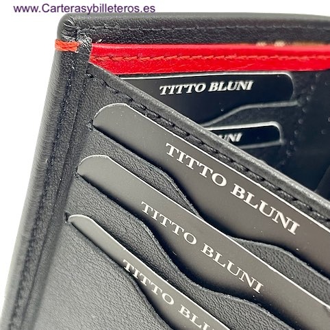 PORTE CARTAS HOMME TITTO BLUNI CUIR DE LUXE AVEC DE 16 PORTECARTES 