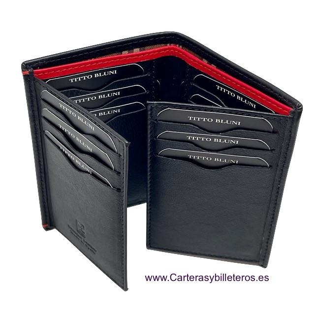 PORTE CARTAS HOMME TITTO BLUNI CUIR DE LUXE AVEC DE 16 PORTECARTES 