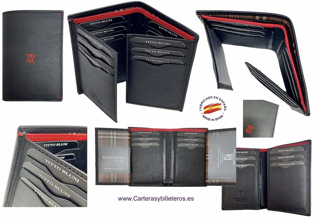 PORTE CARTAS HOMME TITTO BLUNI CUIR DE LUXE AVEC DE 16 PORTECARTES 