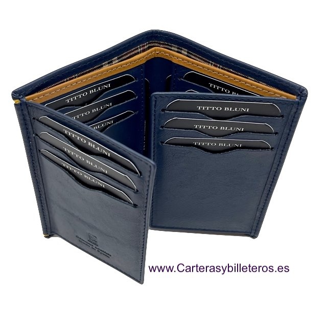 PORTE CARTAS HOMME TITTO BLUNI CUIR DE LUXE AVEC DE 16 PORTECARTES 